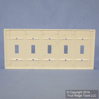 Leviton 78023 Light Almond 5-Gang Toggle Switch Plastic Standard Wallplate Cover