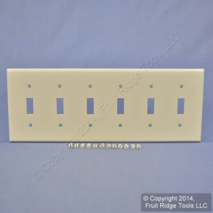 Leviton 78036 Light Almond 6-Gang Toggle Switch Plastic Standard Wallplate Cover