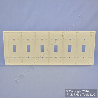 Leviton 78036 Light Almond 6-Gang Toggle Switch Plastic Standard Wallplate Cover