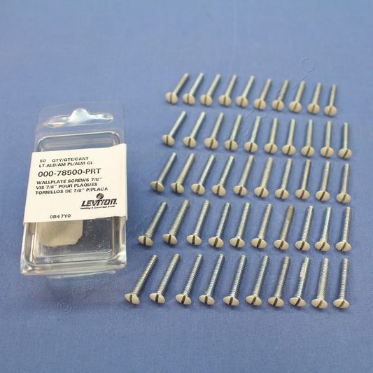 Leviton 78500-PRT Light Almond Extra Long 7/8" Wallplate Cover Screws 6-32 50pcs