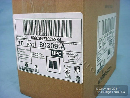 Leviton 80309-A Almond 2-Gang Decora GFI Unbreakable Nylon Wallplate Cover 10pcs