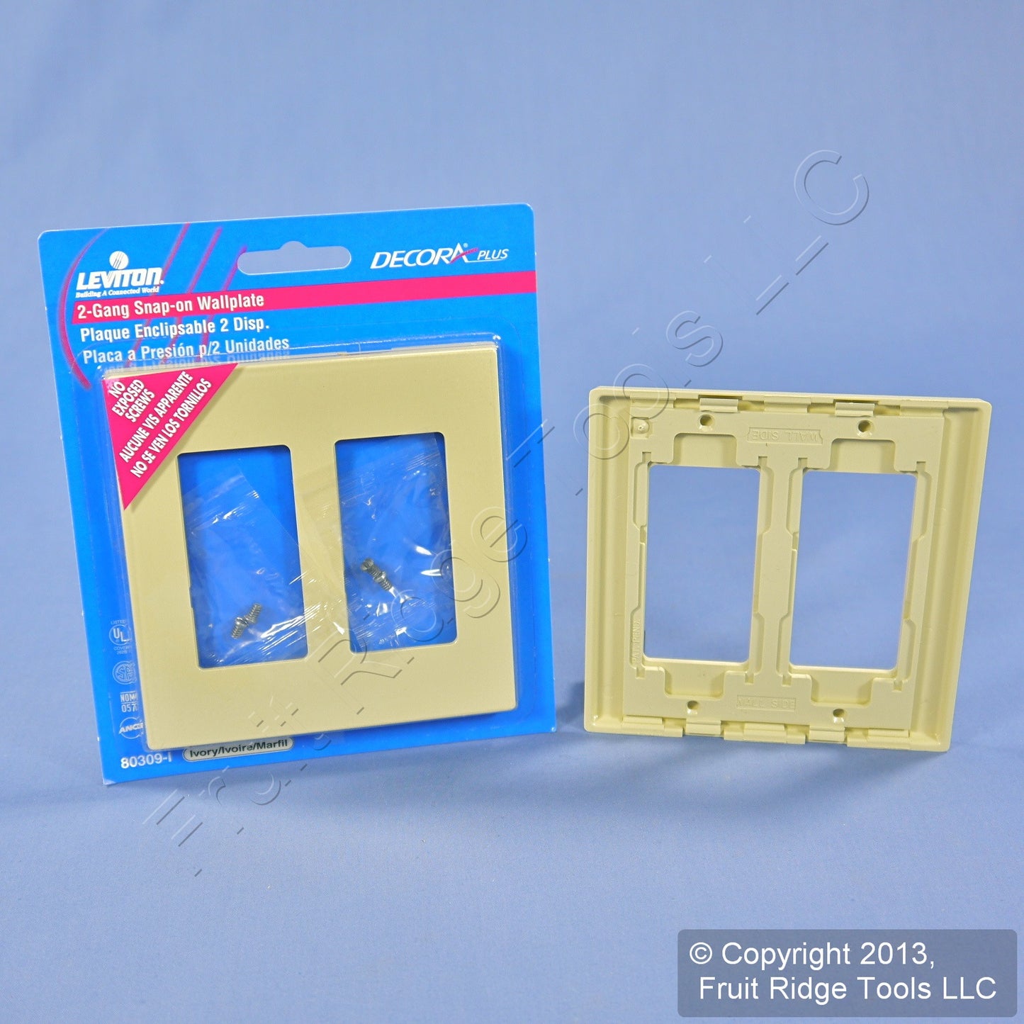 Leviton Ivory Decora Screwless 2-Gang Wallplate Gfci Gfi Covers 80309-I 10-Pack