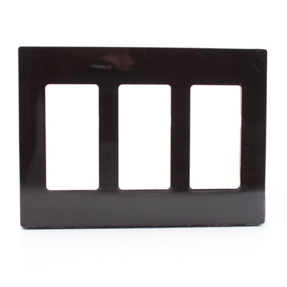 Leviton 80311 Brown 3-Gang Decora Screwless Wallplate Unbreakable Standard Cover