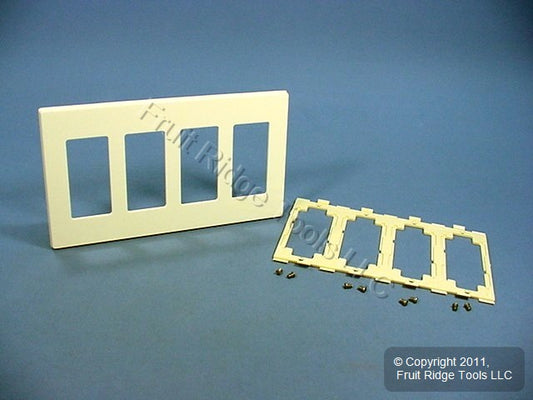 Leviton 80312-A Almond 4-Gang Decora Unbreakable Nylon Standard Wallplate Cover