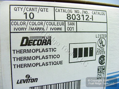 Leviton Ivory Decora Screwless 4-Gang Wallplates Gfci Gfi Cover 80312-I 10-Pack