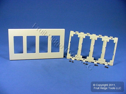 Leviton 80312-I Ivory 4-Gang 4-Decora Unbreakable Nylon Standard Wallplate Cover