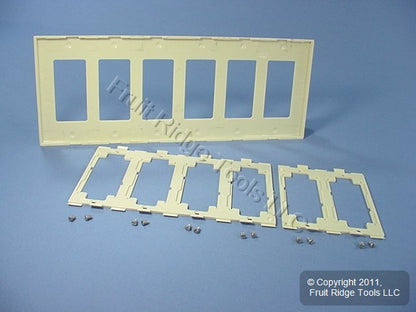 Leviton 80326-I Ivory 6-Gang Decora Unbreakable Nylon Standard Wallplate Cover