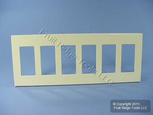 Leviton 80326-I Ivory 6-Gang Decora Unbreakable Nylon Standard Wallplate Cover