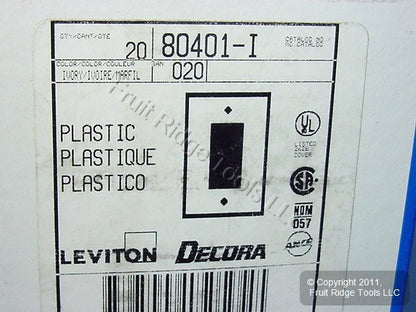 Leviton 80401-I Ivory 1-Gang Decora GFCI Plastic Standard Wallplate Covers 20pcs