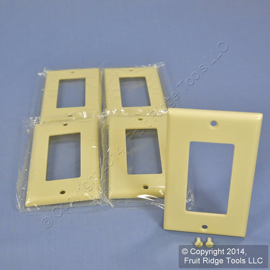 Leviton 80401-I Ivory 1-Gang Decora GFCI Plastic Standard Wallplate Covers 5pcs