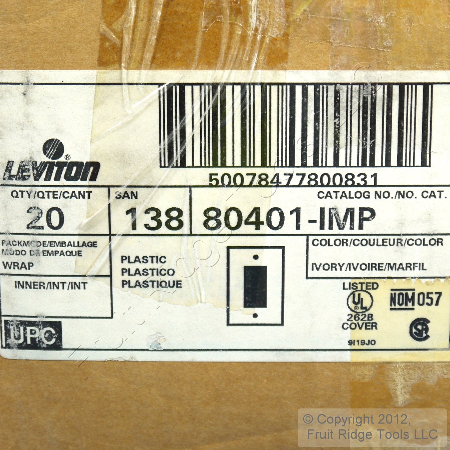 Leviton 80401-IMP Ivory 1-Gang Decora Plastic Standard Wallplate Cover 200-pack