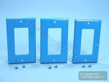 Leviton 80401-NB Blue 1-Gang Decora Unbreakable Standard Wallplate Cover 3pcs