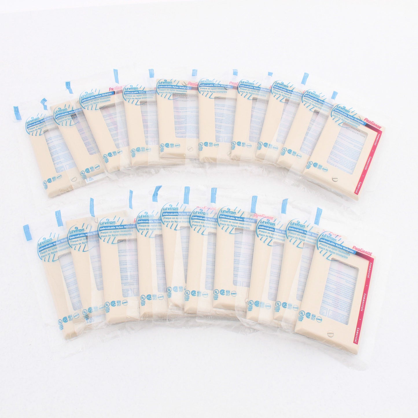 Leviton 80401-NI Ivory Decora Unbreakable Wallplates Nylon Covers GFCI 20-Pack