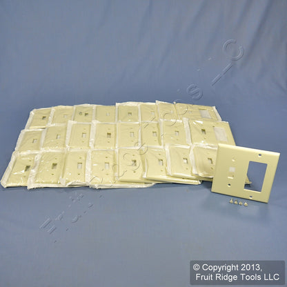 Leviton 80405-A Almond 2-Gang Toggle Decora Plastic Standard Wallplates 25pcs
