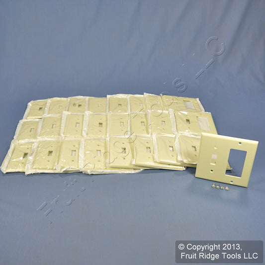 Leviton 80405-A Almond 2-Gang Toggle Decora Plastic Standard Wallplates 25pcs