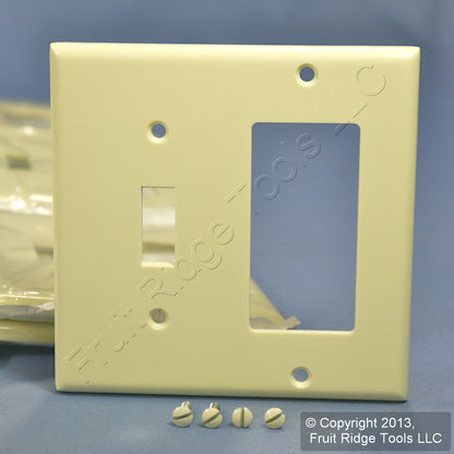 Leviton 80405-A Almond 2-Gang Toggle Decora Plastic Standard Wallplates 25pcs