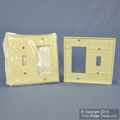 Leviton 80405-A Almond 2-Gang Toggle Decora Plastic Standard Wallplates 25pcs