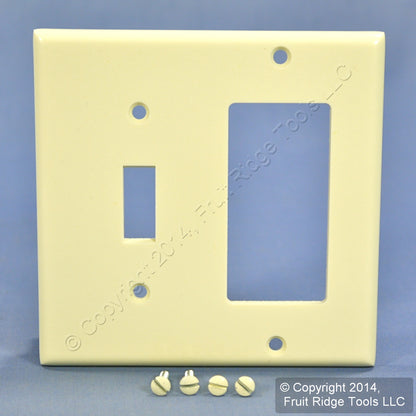 Leviton 80405-A Almond 2-Gang Toggle Decora GFI Plastic Standard Wallplate Cover
