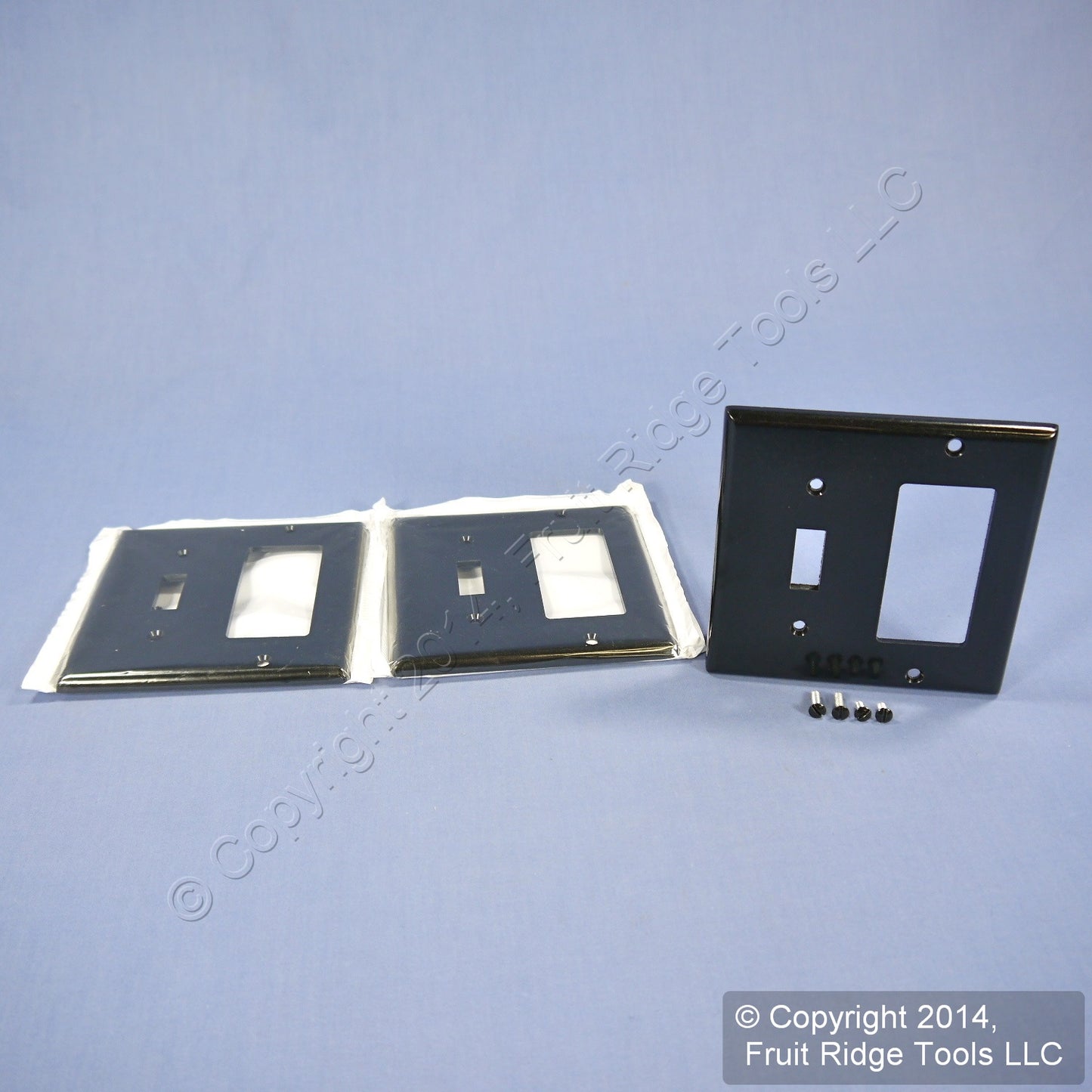 Leviton 80405-E Black 2-Gang Toggle Decora Plastic Standard Wallplate Cover 3pcs
