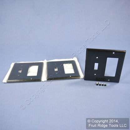Leviton 80405-E Black 2-Gang Toggle Decora Plastic Standard Wallplate Cover 3pcs