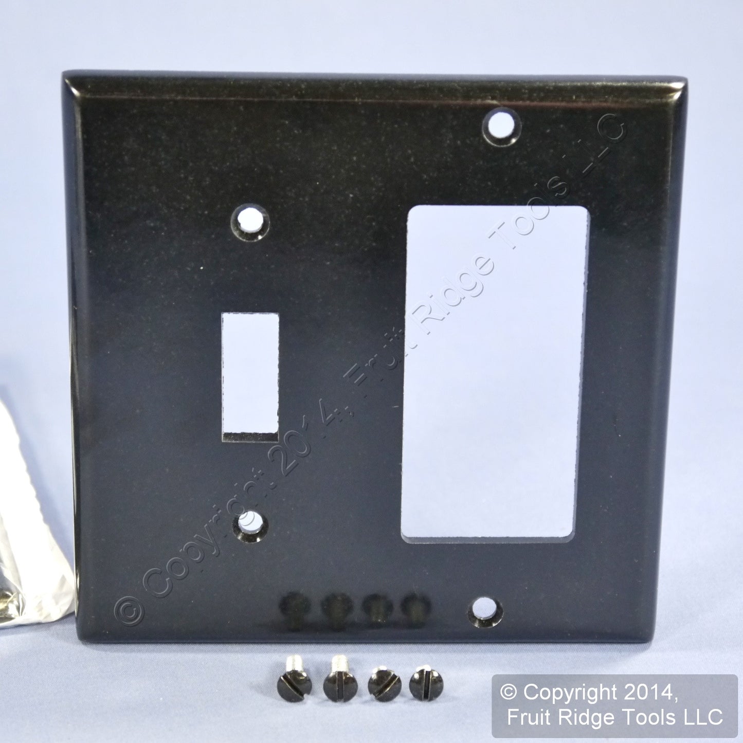 Leviton 80405-E Black 2-Gang Toggle Decora Plastic Standard Wallplate Cover 3pcs
