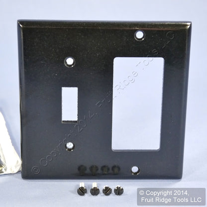 Leviton 80405-E Black 2-Gang Toggle Decora Plastic Standard Wallplate Cover 3pcs