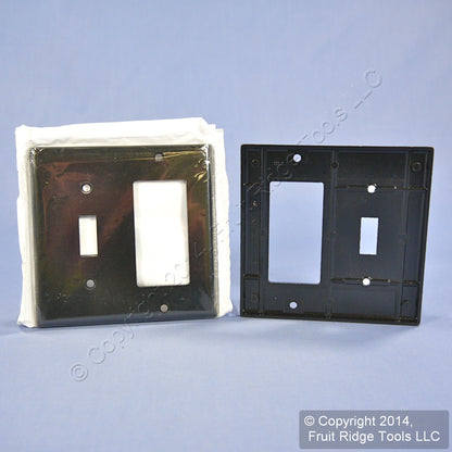 Leviton 80405-E Black 2-Gang Toggle Decora Plastic Standard Wallplate Cover 3pcs