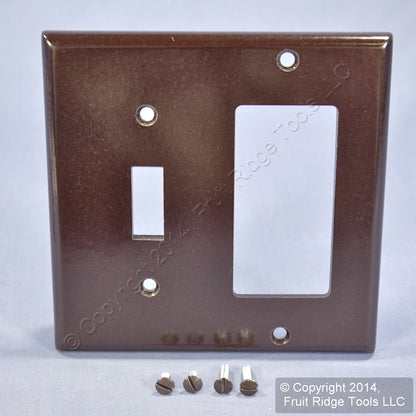 Leviton 80405 Brown 2-Gang Toggle Switch Decora GFCI Plastic Standard Wallplate