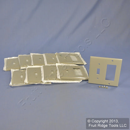 Leviton 80405-GY Gray 2-Gang Toggle Decora Plastic Standard Wallplate Cover 10pc