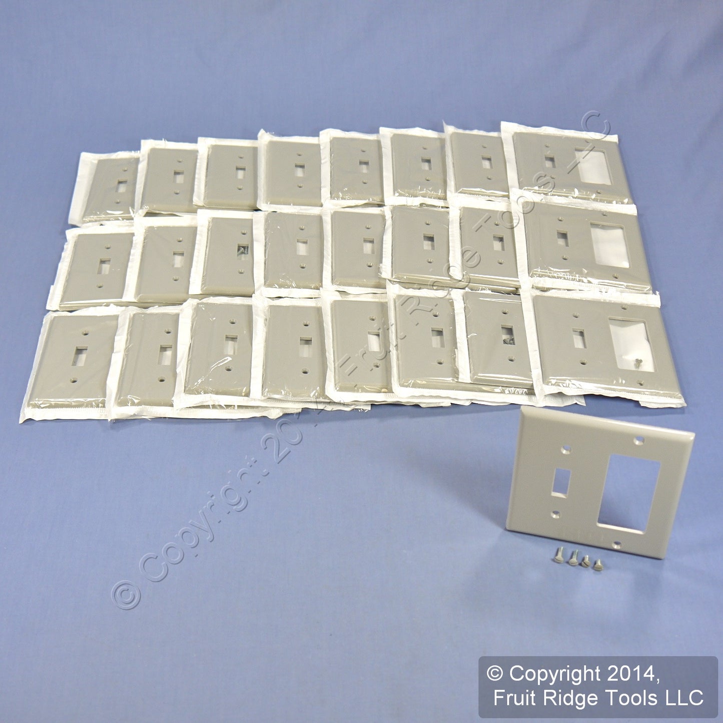 Leviton 80405-GY Gray 2-Gang Toggle Decora Plastic Standard Wallplate Cover 25pc