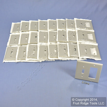 Leviton 80405-GY Gray 2-Gang Toggle Decora Plastic Standard Wallplate Cover 25pc