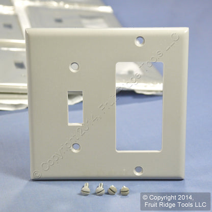Leviton 80405-GY Gray 2-Gang Toggle Decora Plastic Standard Wallplate Cover 25pc