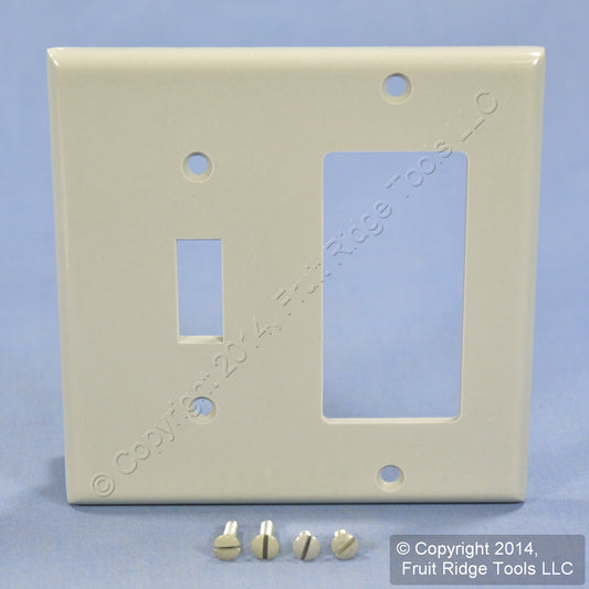 Leviton 80405-GY Gray 2-Gang Toggle Switch Decora GFI Plastic Standard Wallplate