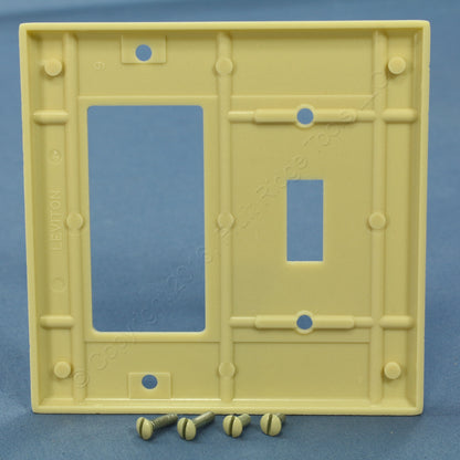 Leviton 80405-I Ivory 2-Gang Toggle Decora Plastic Standard Wallplate Cover 20pc