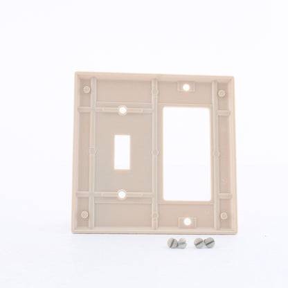 Leviton 80405-I Ivory 2-Gang Toggle Switch Decora GFI Plastic Standard Wallplate