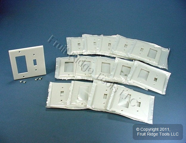 Leviton 80405-W White 2-Gang Toggle Decora Plastic Standard Wallplate Cover 15pc