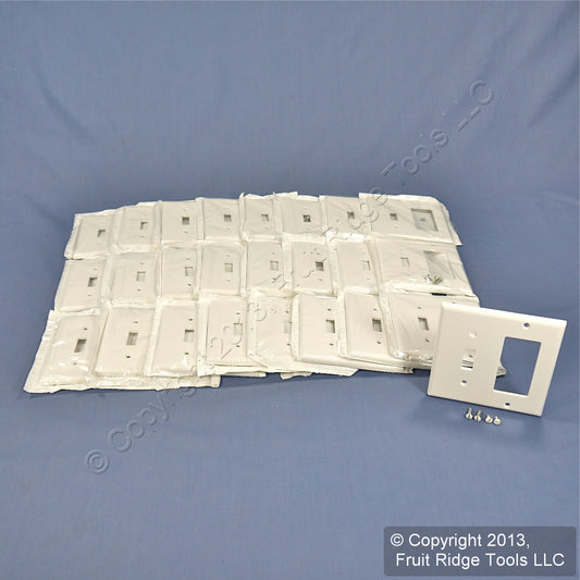 Leviton 80405-W White 2-Gang Toggle Decora Plastic Standard Wallplate Cover 25pc