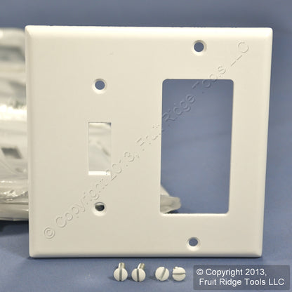 Leviton 80405-W White 2-Gang Toggle Decora Plastic Standard Wallplate Cover 25pc