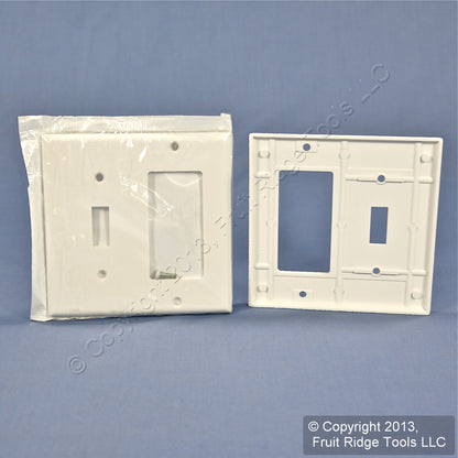 Leviton 80405-W White 2-Gang Toggle Decora Plastic Standard Wallplate Cover 25pc