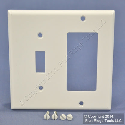 Leviton 80405-W White 2-Gang GFCI Decora Receptacle Toggle Switch Wallplates 2pk
