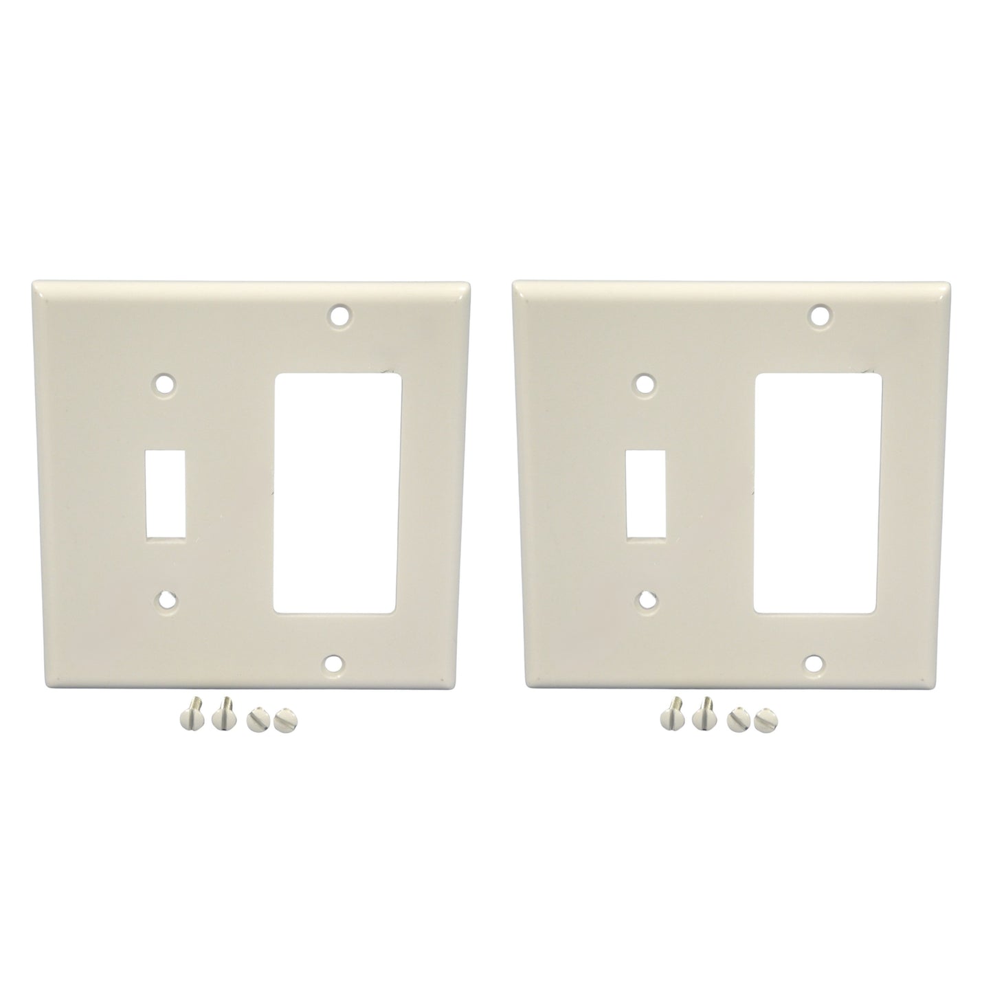Leviton 80405-W White 2-Gang GFCI Decora Receptacle Toggle Switch Wallplates 2pk
