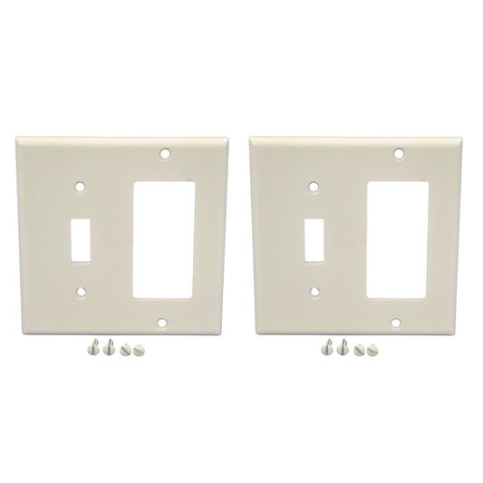 Leviton 80405-W White 2-Gang GFCI Decora Receptacle Toggle Switch Wallplates 2pk