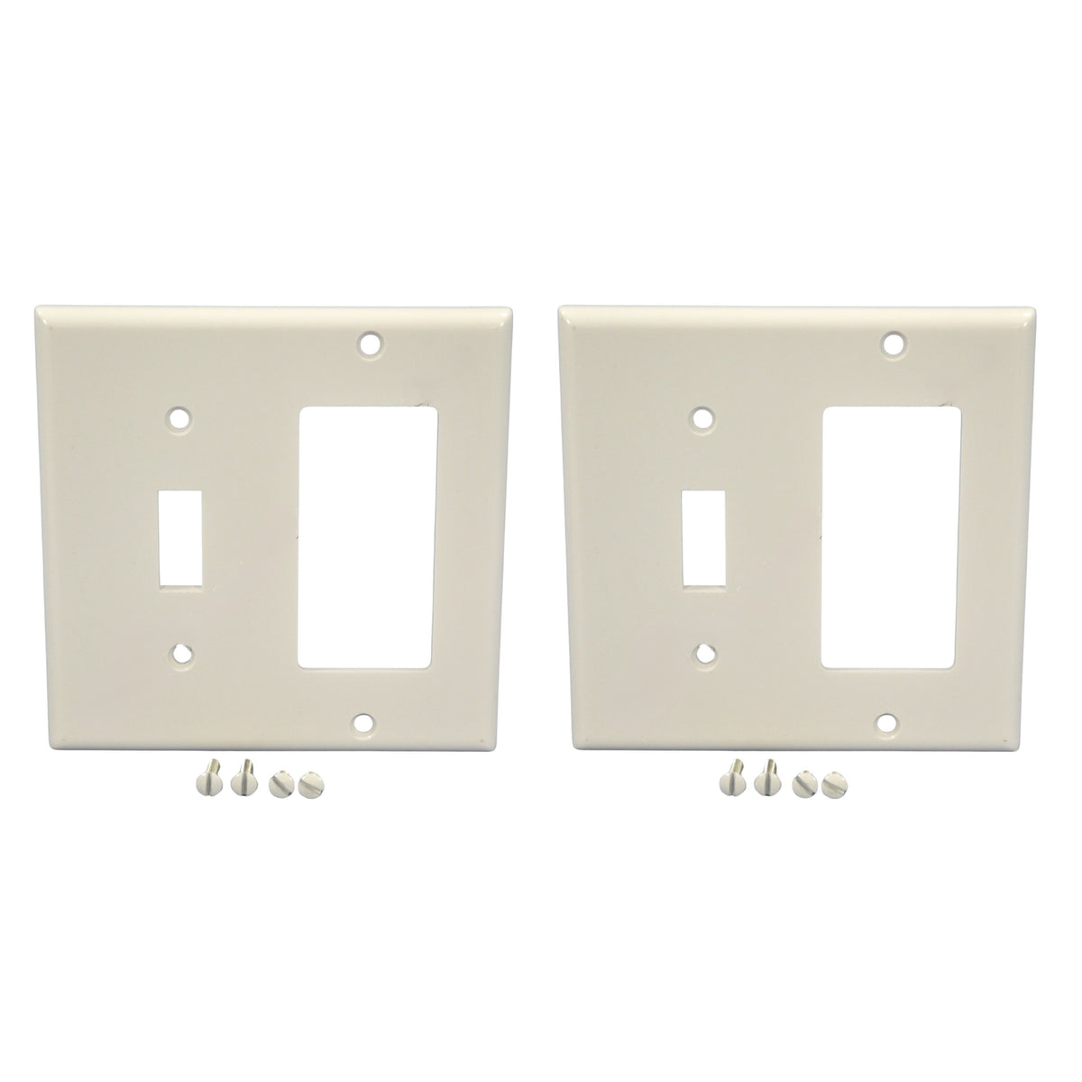 Leviton 80405-W White 2-Gang GFCI Decora Receptacle Toggle Switch Wallplates 2pk