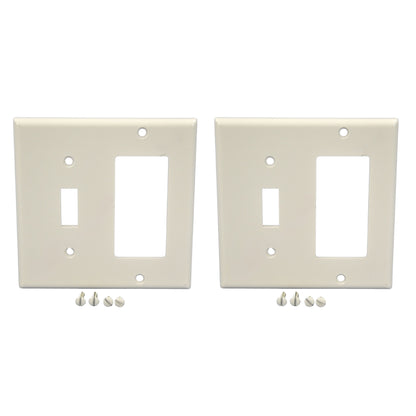 Leviton 80405-W White 2-Gang GFCI Decora Receptacle Toggle Switch Wallplates 2pk
