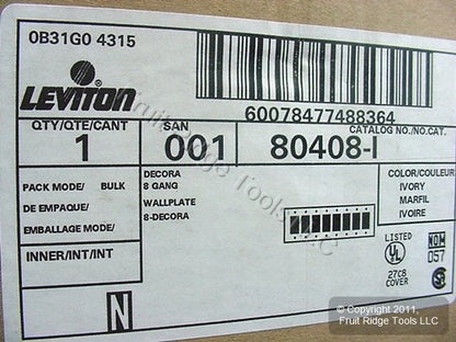 Leviton 80408-I Ivory 8-Gang Decora GFCI Painted Metal Standard Wallplate Cover