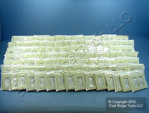 100 Leviton Almond Decora 2G Standard Wallplate GFCI GFI Smooth Covers 80409-A