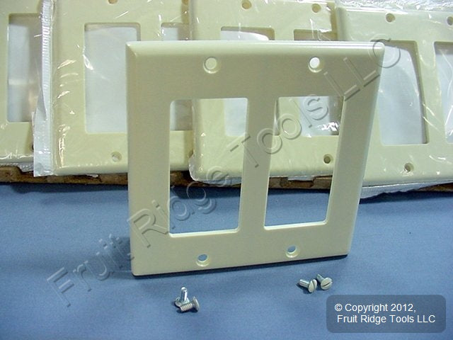 50 Leviton Almond Decora 2Gang Standard Wallplate GFCI GFI Smooth Covers 80409-A