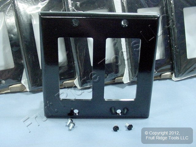 100 Leviton Black Decora 2Gang Standard Wallplate Gfci Gfi Smooth Covers 80409-E