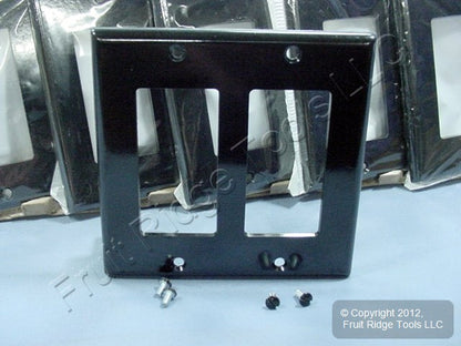 100 Leviton Black Decora 2Gang Standard Wallplate Gfci Gfi Smooth Covers 80409-E