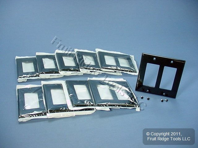 Leviton 80409-E Black 2-Gang Decora GFCI Plastic Standard Wallplate Covers 10pcs